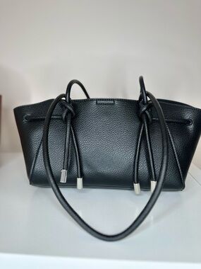 Black Mini Tote Bag | Structured Top Handle | Minimal Chic Bag